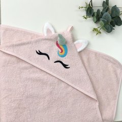 Рушник з капюшоном для немовлят рожевий Єдиноріг