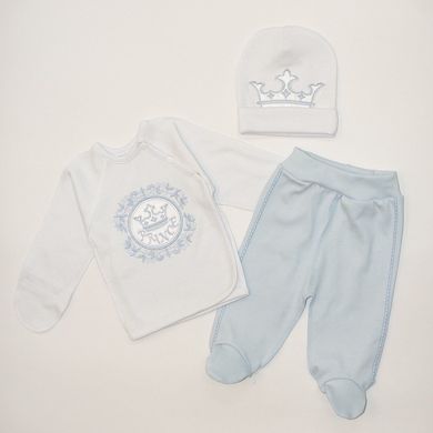 Комплект для новорожденных с короной голубой