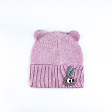 Детская шапка для девочки с ушками светло-розовая