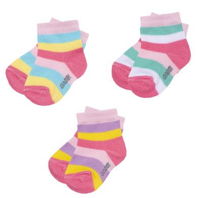 Дитячі шкарпетки для дівчинки бавовна в смужку 3 пари в комплекті