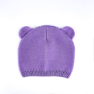 Дитяча шапка для дівчинки з вушками колір бузок