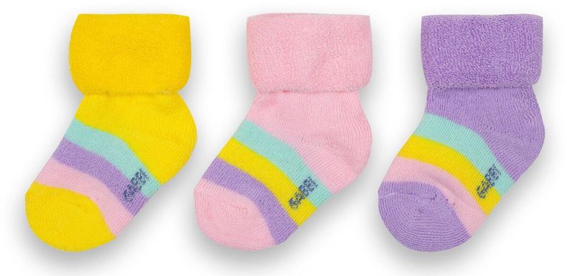 Дитячі шкарпетки для дівчинки махрові у смужку 3 пари