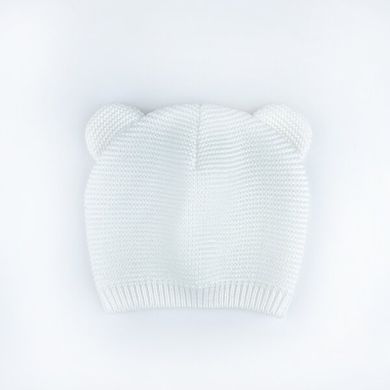 Дитяча шапка для малюків з вушками колір білий