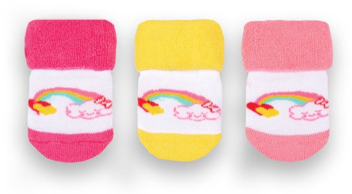 Дитячі шкарпетки для дівчинки махрові Веселка 3 пари