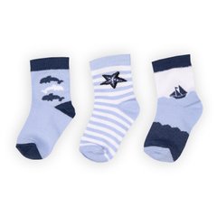Детские носки для мальчика хлопок голубые 3 пары