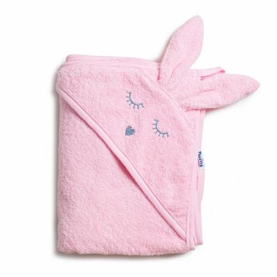 Полотенце с капюшоном для новорожденных розовое Зайка