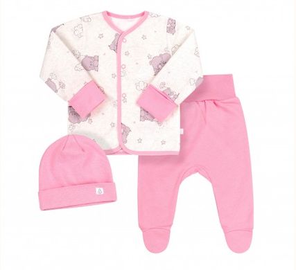 Теплий комплект на байці для новонароджених рожевий Ведмедики