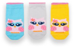 Детские носки для девочки хлопок с тормозками Совы 3 пары в комплекте