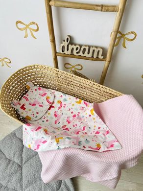 Плед для новорожденных и комплект в коляску розовый