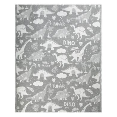 Детское одеяло хлопок серое Динозавры