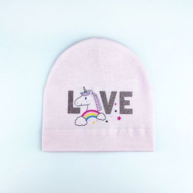 Дитяча шапка для дівчинки світло-рожева Love