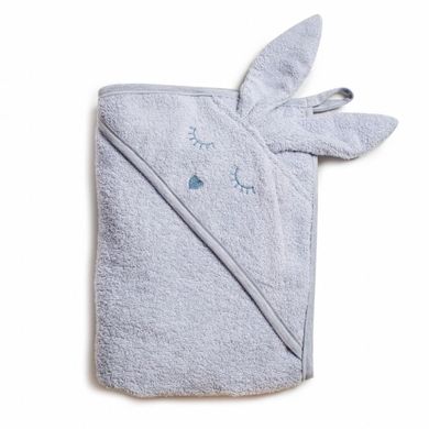 Полотенце с капюшоном для новорожденных серое Зайка