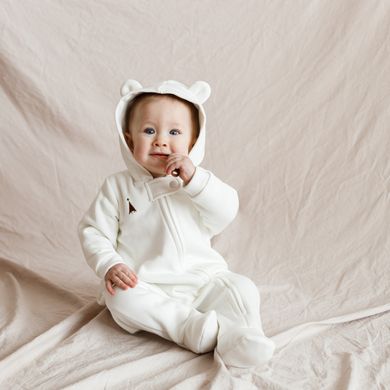 Детский комбинезон для малыша с начесом Nory, молочный