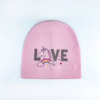 Дитяча шапка для дівчинки рожева Love