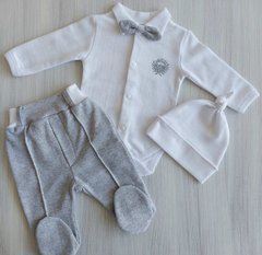 Теплий комплект для новонароджених сірий з бодіком