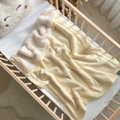 Плед для новорожденных вязаный молочный Рогожка с утеплителем