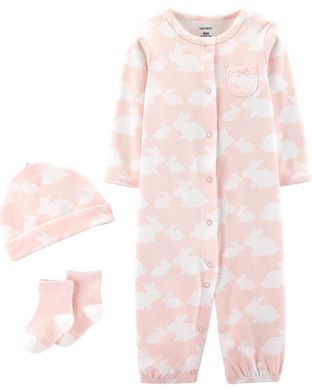 Carters Комплект для новорожденной малышки розовый с зайками