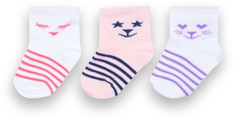 Дитячі шкарпетки для дівчинки бавовна Котики 3 пари
