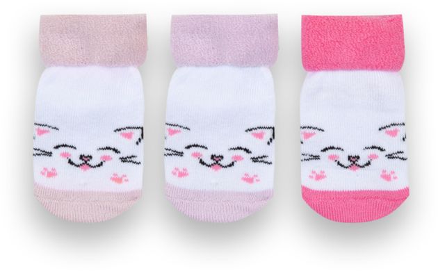 Дитячі шкарпетки для дівчинки махрові Котики 3 пари