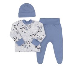 Теплый комплект на байке для новорожденных Панды голубой
