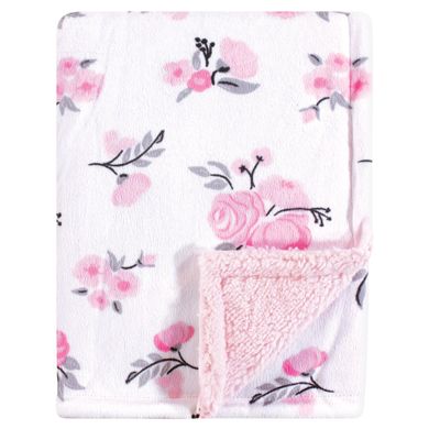 Плед для новорожденных двойной флисовый розовый Цветы