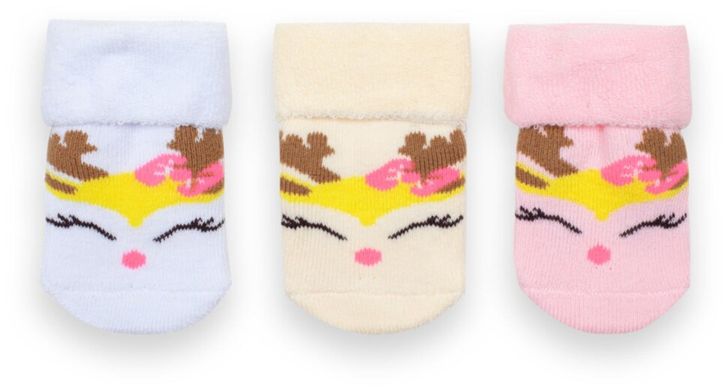 Дитячі шкарпетки для дівчинки махрові з малюнком 3 пари