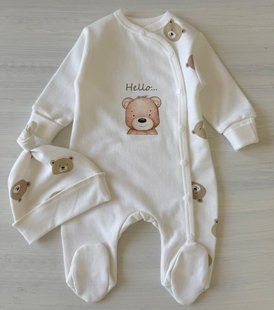 Теплй человечек и шапочка для новорожденных Мишка