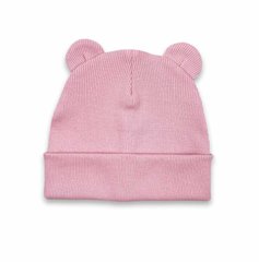 Детская шапка для девочки светло-розовая с ушками