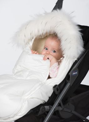 Конверт зимний на овчине в коляску Baby XS ДоРечі Белый с опушкой