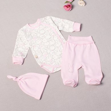 Комплект для новорожденных розовый Зайки