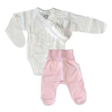 Літній комплект для новонародженої дівчинки біло-рожевий
