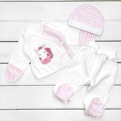 Комплект для новонароджених з сорочечкю Зебра рожева