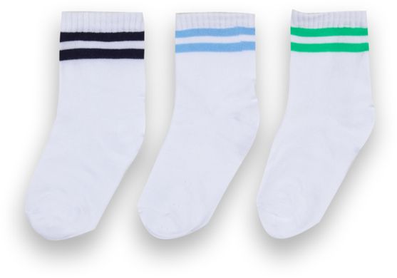 Детские носки для мальчика хлопок белые с полосками 3 пары