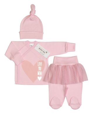 Комплект для новонародженої дівчинки рожевий Love you з сорочечкою
