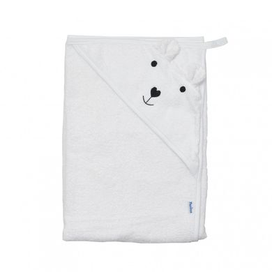 Полотенце с капюшоном для новорожденных белое Мишка