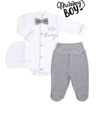 Комплект для новорожденных мальчиков King c боди серый