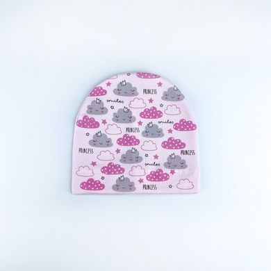Детская шапка для девочки светло-розовая Облака