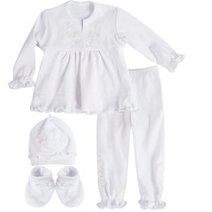 Комплект для крещения для девочки с белой вышивкой