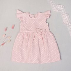 Платье муслин розовое в горошек