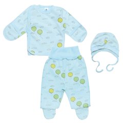 Теплий комплект на байці для новонародженого блакитний Кульки з сорочечкою
