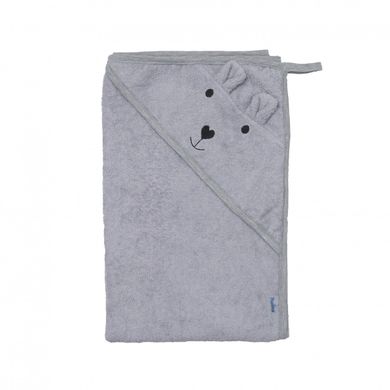 Полотенце с капюшоном для новорожденных серое Мишка