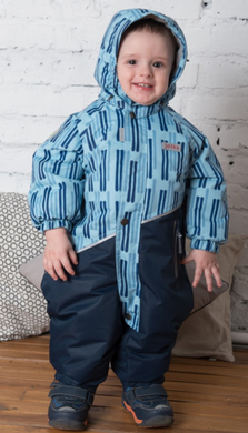 Детский зимний комбинезон Joiks для мальчика голубой с полосками