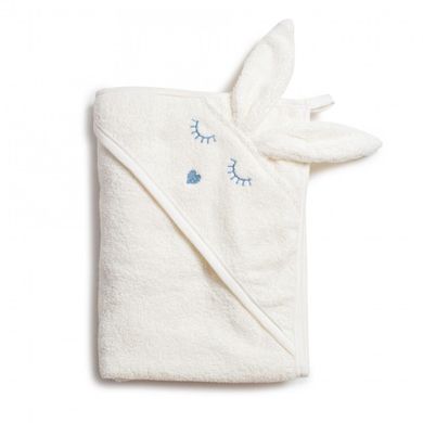 Полотенце с капюшоном для новорожденных молочное Зайка