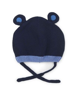 Детская шапка синяя с ушками Мишка