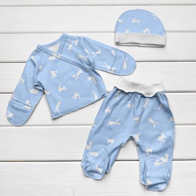 Комплект для новорожденных мальчика голубой Зайка