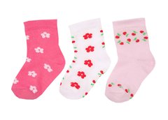 Дитячі шкарпетки для дівчинки бавовна Квіти 3 пари