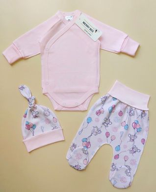 Комплект для новонароджених з боді рожевий Мишенята
