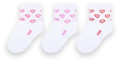 Шкарпетки для дівчинки бавовна 3 пари білі з сердечками