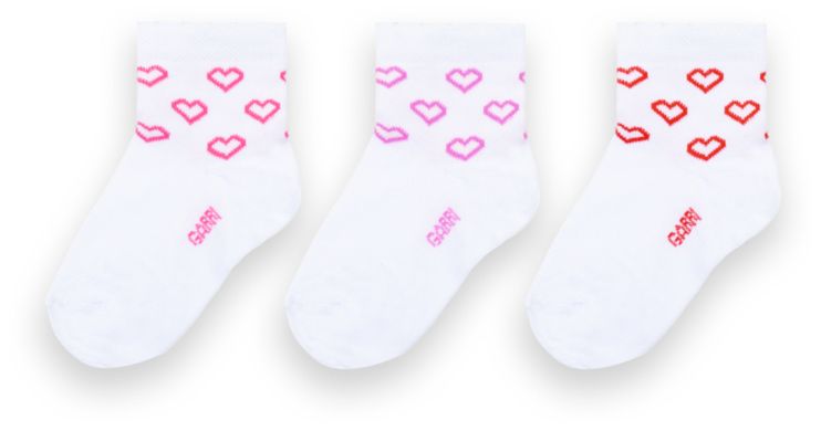 Дитячі шкарпетки для дівчинки бавовна 3 пари білі з сердечками