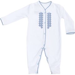 Человечек вышиванка для малышей с синей вышивкой